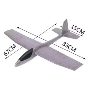 Avion Zburator, Tip Planor, 83 cm Lungime, +3 Ani, din Polistiren, Aruncare 10 - 30 m, Gri - Img 3