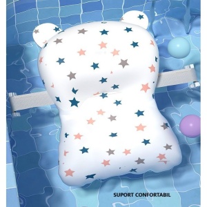 Cada de Baie, pentru Copii 0 luni - 6 Ani, cu Termometru, Pliabila, Perna Suport Inclusa, din Plastic, 81.5 x 49 x 21.5 cm, Mov - Img 5