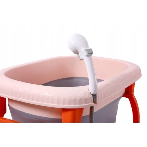 Cada Pliabila pentru Baie, din PP+TPE, pentru Copii 0-6 Ani, cu Picioare, Suport de Sezut, Scurgere Etans, 80 x 52 x 42 cm, Portocaliu - Img 4