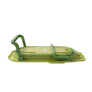 Cada Pliabila pentru Baie, din PP+TPR, pentru Copii 0-6 Ani, Model Crocodil, Dop de Scurgere, 80x54x21 cm, Verde - Img 5