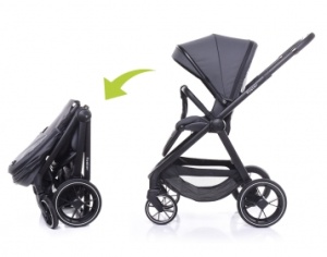 Carucior 4BABY Foster, amortizare, pliabil, negru - Img 4
