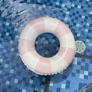 Colac de inot gonflabil pentru copii, In dungi Roz- Galben, diametru 66 cm - Img 3