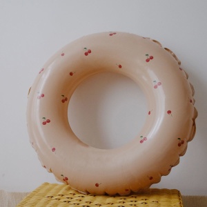 Colac de inot gonflabil pentru copii, Portocaliu, Model cu cirese, diametru 70 cm - Img 3