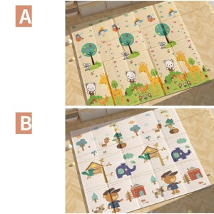Covoras pentru Copii, cu 2 Fete, Model ZOO/Ursulet, din XPE+PE, Impermeabil, Antiderapant, Protectie Termica, +3 Luni, Pliabil, 150 x 200 x 1.5 cm, Multicolor - Img 4