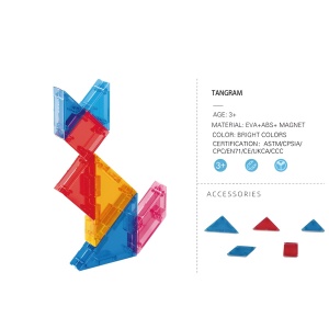 Joc Magnetic Tangram, 7 Piese Magnetice, Forme Geometrice, 3 Ani, EVA, ABS, Magnet, 10.5 x 10.5 x 2.2 cm, Multicolor - Img 2