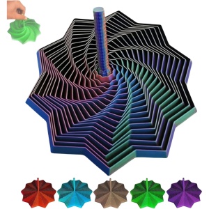 Jucarie Decompresie, Model Stea 3D, DuoChrome, Maner Spirala, Turn Magic Geometric, Multiple Forme, Anti-stress, 17 cm, Albastru Rosu Verde - Img 2