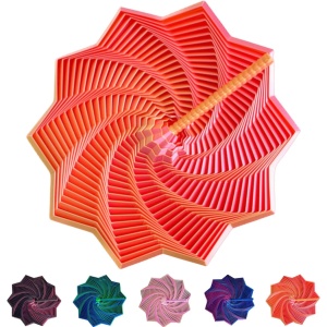 Jucarie Decompresie, Model Stea 3D, DuoChrome, Maner Spirala, Turn Magic Geometric, Multiple Forme, Anti-stress, 11 cm, Roz/Auriu - Img 4
