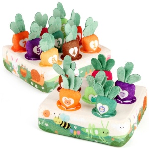 Jucarie Interactiva Montessori, pentru Copii, varsta 1an+, de Sortat pe Culori, 9 Morcovi si Suport, Multicolor - Img 5