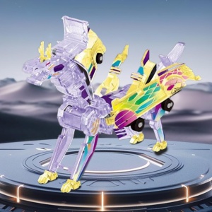Jucarie Transformabila 2in1, Crystal Wing Flying Dragon, Masina/Dragon, Atractie Magnetica, Fluorescent, +3 Ani, din ABS, Multicolor - Img 3