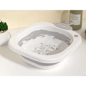 Lavoar Pliabil, pentru Copii 1-8 Ani, 28.5x28.5x10 cm, din PE+PP, 3.5l, Model Picioare, Gri - Img 2