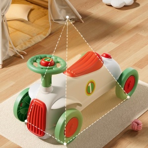 Masinuta Ride-On cu Sistem Anti-Rasturnare, Claxon pe Volan, 1-6 Ani, 60 x 28 x 34 cm, Alb-Verde - Img 2