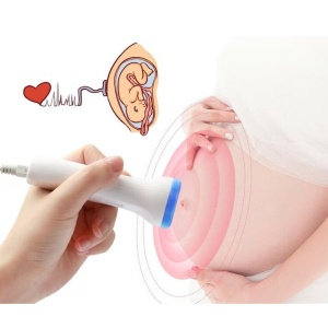 Monitor Fetal Doppler, Monitorizare Sarcina, Ritm Cardiac, Ecran LCD 4.5 cm, 2 x Baterii AA (neincluse), Portabil, din ABS, 12.8 x 9.6 x 3 cm, Utilizare de la 9 Saptamani, Albastru - Img 3