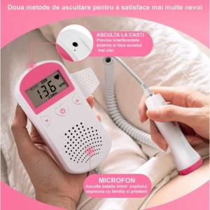 Monitor Fetal Doppler, Monitorizare Sarcina, Ritm Cardiac, Ecran LCD 4.5 cm, 2 x Baterii AA (neincluse), Portabil, din ABS, 12.8 x 9.6 x 3 - Img 6