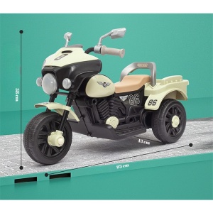 Motocicleta Electrica cu Acumulator, cu Sistem Anti-Rasturnare, Sistem de Lumini si Muzica, Cutie de Depozitare, 1-8 Ani, 93 x 43 x 58 cm, Alb - Bej - Img 2