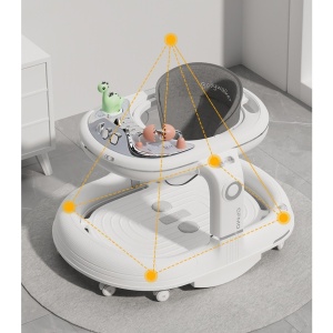 Premergator 4in1, Antemergator, Balansoar, Scaun de Masa, Functie Muzicala, din ABS, Roti Universale, Inaltime Reglabila, Sistem Antirasturnare, Greutate Portanta 25 kg, +6 Luni, Alb - Img 2