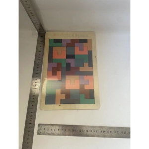 Puzzle Montessori, din Lemn, Tip Tetris, +36 Luni, Forme Neregulate, 40 Piese, 26.5 x 17.7 cm, Multicolor Pastelat - Img 5