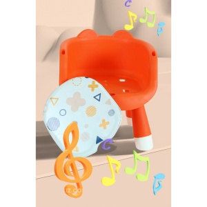 Scaun de Masa pentru Copii, 2 in 1, Tavita Detasabila, Spatar Ergonomic, +6 Luni, Inaltime 36 cm, Portocaliu - Img 5