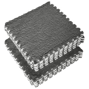 Set 10 Piese Covor tip Puzzle, Spuma EVA, Pufos, 30 x 30 x 1 cm, Gri