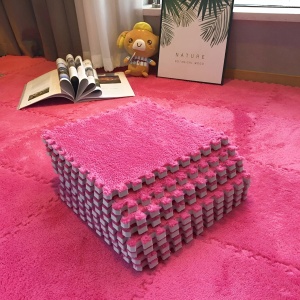 Set 10 Piese Covor tip Puzzle, Spuma EVA, Pufos, 30 x 30 x 1 cm, Roz - Img 6