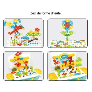 Set 258 piese, 6 in 1, Valiza cu bormasina, Multicolor - Img 6
