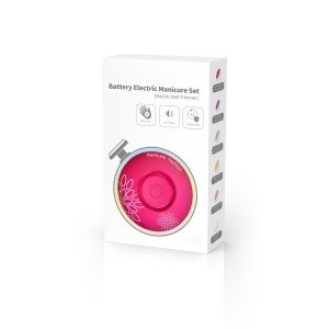 Set Pila Electrica pentru Copii si Bebelusi, ABS, Incarcare USB, Model cu Flori, 6 Accesorii, cu Lumina LED, Fucsia - Img 3