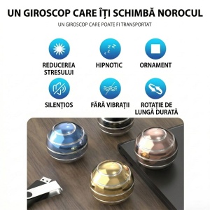 Sfera Fidget Spinner Metalic, Corp Aliaj Zinc, Rulment Inox, Jucarie Antistres pentru Focus si Relaxare, Diametru 40 mm, Gadget pentru Birou, Scoala, Cadou pentru Copii si Adulti, Auriu - Img 2