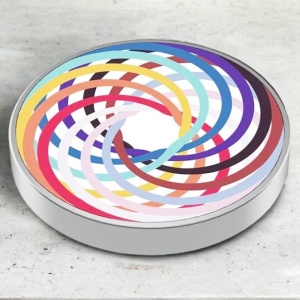 Spinner Giroscopic Metalic, Jucarie Rotativa Anti-stres, Otel Inoxidabil, 3.8 x 0.6 cm, Efect Optic Spirala Hipnotica, Model Spirala Multicolor - Img 6