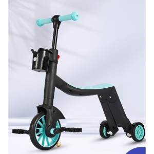 Bicicleta 8 in 1, Transformabila, Multifunctionala, Reglare Inaltime, cu Maner de Impingere Detasabil, Tricicleta, Trotineta, 3 Roti, Pedale, Cosulet, 3-6 Ani, Albastru - Img 2