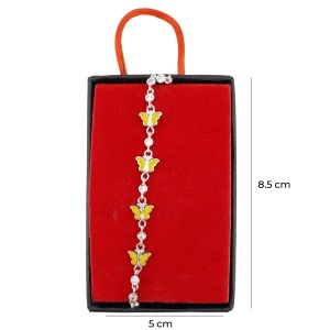 Bratara pentru Copii, Jolie, Argint 925, Model Fluture, cu Email si Zirconiu, 22 cm/4.4g Argintiu/Galben - Img 3