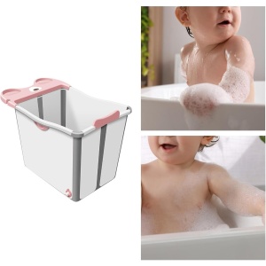 Cada Pliabila pentru Baie, din PP+TPE, pentru Copii +6 Luni, Model Ursulet, Scaun de Interior, Detasabil, 82 x 50 x 54 cm, Roz - Img 2