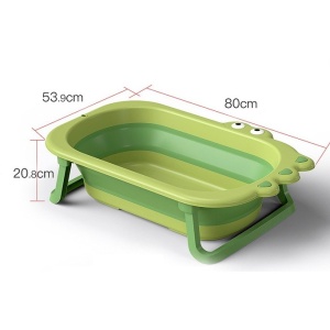 Cada Pliabila pentru Baie, din PP+TPR, pentru Copii 0-6 Ani, Model Crocodil, Dop de Scurgere, 80x54x21 cm, Verde - Img 2