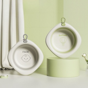 Cada Pliabila pentru Baie pentru Copii, Cadita pentru Bebelusi, Model Romb cu Balon, Verde, 31.5x31.5x3.5 cm, 3L - Img 4