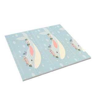Covoras pentru Copii, cu 2 Fete, Model Balene/Iepurasi, din XPE+PE, Impermeabil, Antiderapant, Protectie Termica, +3 Luni, Pliabil, 180 x 200 x 1.5 cm, Multicolor - Img 6