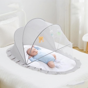 Husa Anti-Tantari, Pliabila, Protectie 360 Grade, 0-1 An, 60 x 55 x 5 cm, Gri - Img 3