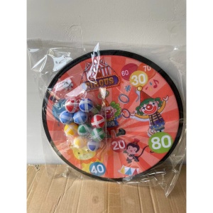 Joc Darts pentru Copii, Placa Pliabila 36.5 cm, 8 Mingii Velcro/Scai Simple, 2 Mingii Luminoase, Model Circ, Rosu - Img 5