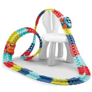 Jucarie de Constructie RollerCoaster, 138 de Piese, 41.5x31x7 cm, cu Masini, Multicolor - Img 1
