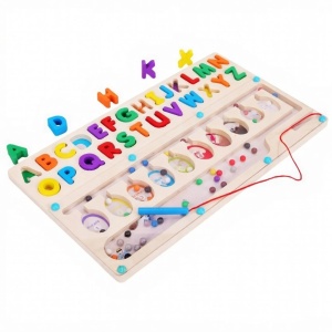 Jucarie educativa din lemn, Abecedar colorat pentru copii, Joc Montessori din lemn, 3+ ani - Img 4