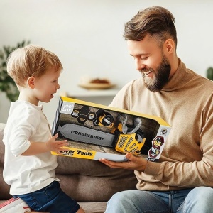 Jucarie Fierastrau Electric pentru Copii, cu Sunete si Lumini, Joc de Rol Interactiv, +3 Ani, 43 x 10 x 18.5 cm, Portocaliu - Img 2