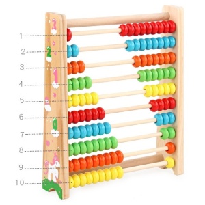 Numaratoare din Lemn, Vopsea Ecologica, 10 Siruri x 10 Margele, 4-6 Ani, 24.5 x 20.5 cm, Multicolor - Img 3