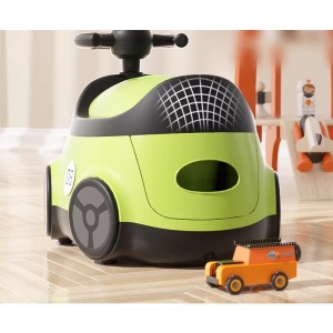 Olita pentru Copii, +1an, Portabila, Design Masinuta cu Capac, Model Prietenos, Non-Toxic, Compartiment Detasabil, Usor de Curatat, Verde - Img 2