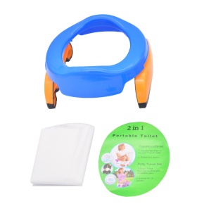 Olita Portabila 2 in 1, Olita + Capac de Toaleta, din Plastic, Diametru 21 cm, Albastru - Img 3