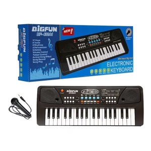 Orga Electronica cu Microfon, 37 Chei, din Plastic, Efecte Muzicale, Inregistrare Sunet, 43 x 16 x 5.4 cm, Negru - Img 4