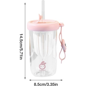 Pahar din silicon, cu capac si pai, pentru copii, anti-cadere, 500ml, Roz - Img 5