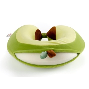 Perna de Calatorie in Forma de U, Pentru Gat si Cap, Umplutura din Spuma cu Memorie, 30x30 cm, Model Avocado, Accesoriu de Voiaj, Birou, Masina, Sistem Prindere Capse, Verde - Img 2