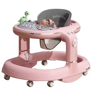 Premergator 4in1, Antemergator, Balansoar, Scaun de Masa, Functie Muzicala, din ABS, Inaltime Reglabila, Sistem Antirasturnare, Greutate Portanta 25 kg, +6 Luni, Roz