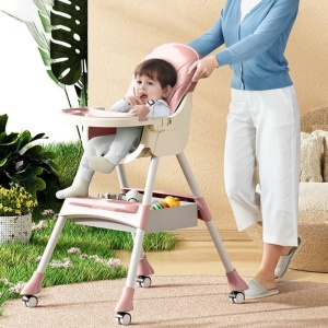 Scaun de Masa 2in1, pentru Copii de la 6 luni - 5 Ani, Roz - Img 3