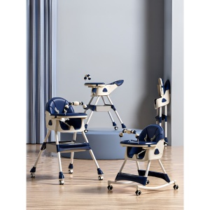 Scaun de Masa pentru Bebelusi si Copii, 2 Tavite cu Jucarii si Husa Detasabile, Multifunctional, de la 6 Luni, Albastru - Img 4