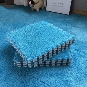 Set 10 Piese Covor tip Puzzle, Spuma EVA, Pufos, 30 x 30 x 1 cm, Albastru - Img 3