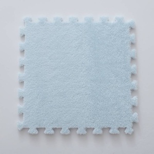 Set 10 Piese Covor tip Puzzle, Spuma EVA, Pufos, 30 x 30 x 1 cm, Baby Blue - Img 3
