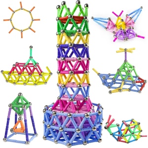 Set 178 Piese Betisoare Magnetice, din Plastic/Magnet, +3 Ani, Multicolor - Img 4